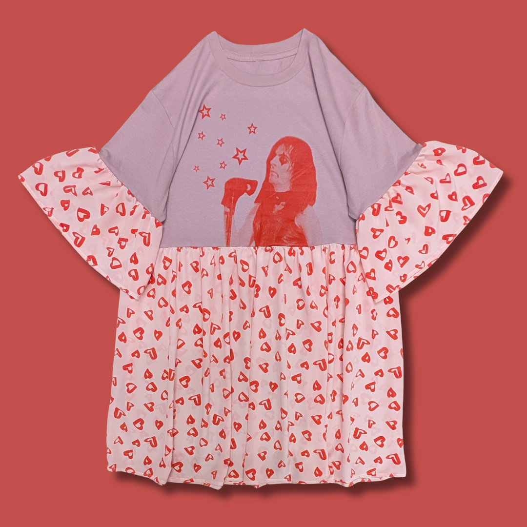 Alice Cooper - Red and Pink Heart Print Smock Dress (M)